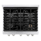 ZLINE 30 in. 4.2 cu. ft. Paramount Dual Fuel Range with 4 Burner Gas Cooktop and Electric Convection Oven in Satin Stainless Steel (SDRS-30) top-down, above cooktop.