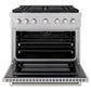 ZLINE 36 in. 5.2 cu. ft. Paramount Dual Fuel Range with 6 Burner Gas Cooktop and Electric Convection Oven in Satin Stainless Steel, Open Box-Good Condition
