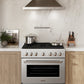 ZLINE 36 in. 5.2 cu. ft. Paramount Dual Fuel Range with 6 Burner Gas Cooktop and Electric Convection Oven in Satin Stainless Steel (SDRS-36) in a luxury kitchen, front.
