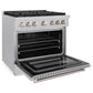 ZLINE 36 in. 5.2 cu. ft. Paramount Dual Fuel Range with 6 Burner Gas Cooktop and Electric Convection Oven in Satin Stainless Steel, Open Box-Good Condition