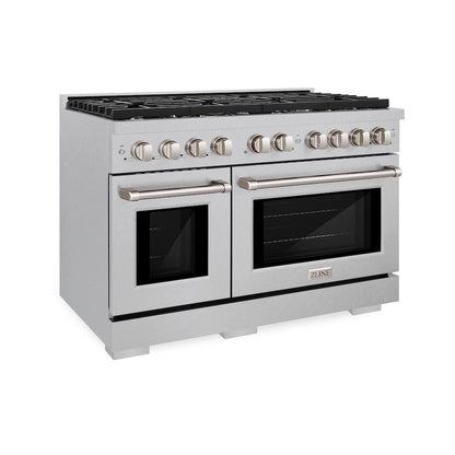 ZLINE 48 in. 6.7 cu. ft. Paramount Double Oven Dual Fuel Range with 8 Burner Gas Cooktop in Satin Stainless Steel, Open Box-Good Condition