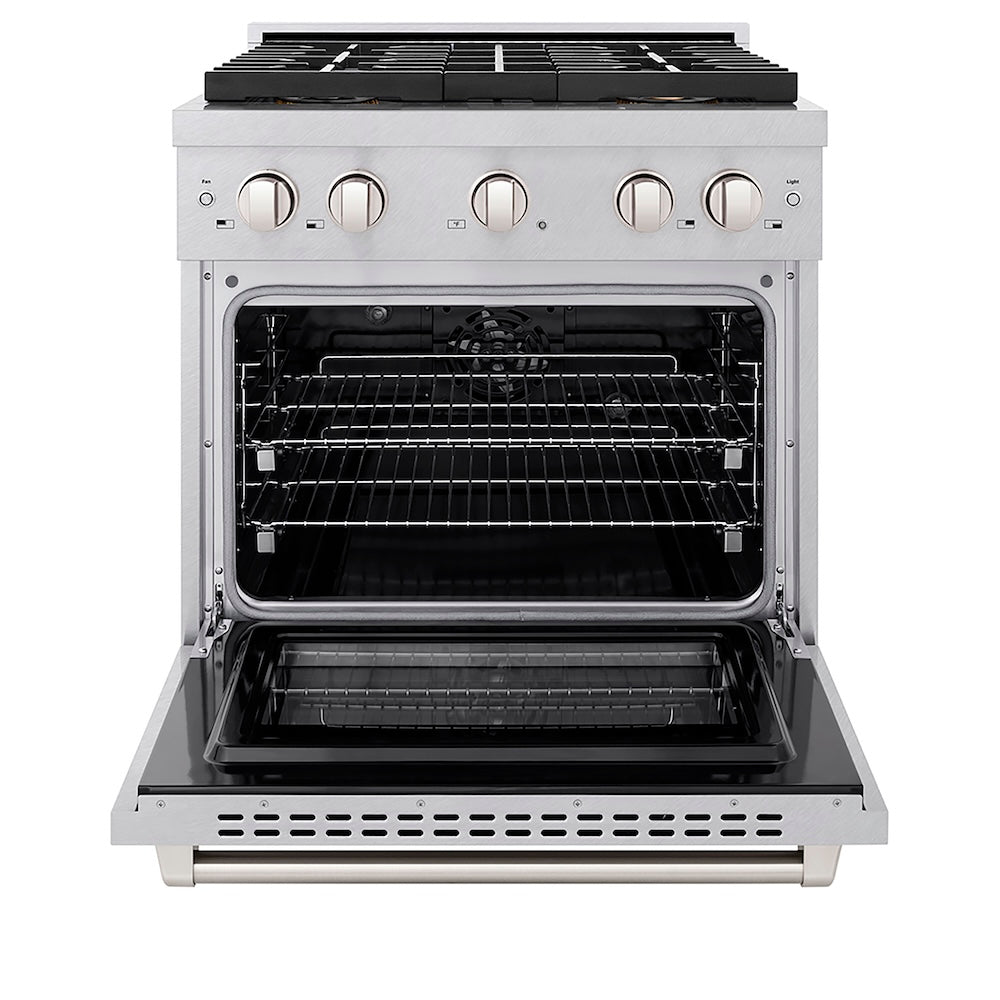 ZLINE 30 in. 4.2 cu. ft. Paramount Dual Fuel Range with 4 Burner DuoPro™ Cooktop and Electric Convection Oven in Satin Stainless Steel, Open Box-Good Condition