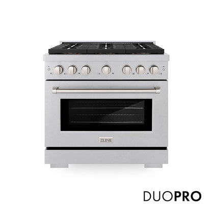 ZLINE 36 in. 5.2 cu. ft. Paramount Dual Fuel Range with 6 Burner DuoPro™ Cooktop and Electric Convection Oven in Satin Stainless Steel, Open Box-Good Condition