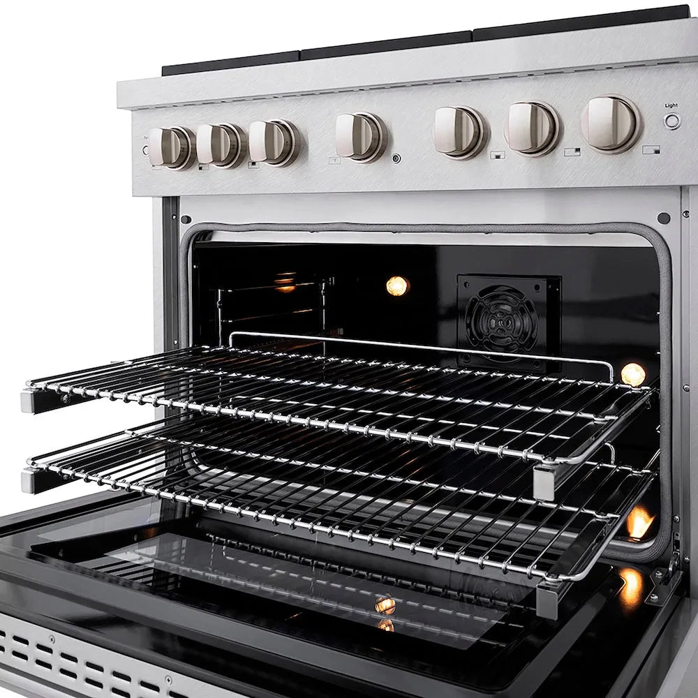 ZLINE 36 in. 5.2 cu. ft. Paramount Dual Fuel Range with 6 Burner DuoPro™ Cooktop and Electric Convection Oven in Satin Stainless Steel, Open Box-Good Condition