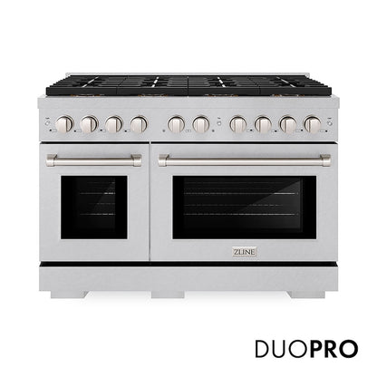 ZLINE 48 in. 6.7 cu. ft. Paramount Dual Fuel Range with 8 Burner DuoPro™ Cooktop and Dual Ovens in Satin Stainless Steel, Open Box-Good Condition