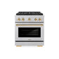 ZLINE Autograph Edition 30 in. 4.2 cu. ft. Paramount Dual Fuel Range with 4 Burner DuoPro™ Cooktop and Electric Convection Oven in Satin Stainless Steel and Polished Gold Accents, Open Box-Great Condition