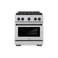 ZLINE Autograph Edition 30 in. 4.2 cu. ft. Paramount Dual Fuel Range with 4 Burner DuoPro™ Cooktop and Electric Convection Oven in Satin Stainless Steel and Matte Black Accents, Open Box-Good Condition