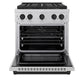 ZLINE Autograph Edition 30 in. 4.2 cu. ft. Paramount Dual Fuel Range with 4 Burner DuoPro™ Cooktop and Electric Convection Oven in Satin Stainless Steel and Matte Black Accents, Open Box-Great Condition