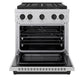 ZLINE Autograph Edition 30 in. 4.2 cu. ft. Paramount Dual Fuel Range with 4 Burner DuoPro™ Cooktop and Electric Convection Oven in Satin Stainless Steel and Matte Black Accents, Open Box-Good Condition