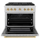 ZLINE Autograph Edition 36 in. 5.2 cu. ft. Paramount Dual Fuel Range with 6 Burner DuoPro™ Cooktop and Electric Convection Oven in Satin Stainless Steel and Polished Gold Accents, Open Box-Great Condition