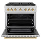 ZLINE Autograph Edition 36 in. 5.2 cu. ft. Paramount Dual Fuel Range with 6 Burner DuoPro™ Cooktop and Electric Convection Oven in Satin Stainless Steel and Polished Gold Accents, Open Box-Good Condition