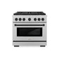 ZLINE Autograph Edition 36 in. 5.2 cu. ft. Paramount Dual Fuel Range with 6 Burner DuoPro™ Cooktop and Electric Convection Oven in Satin Stainless Steel and Matte Black Accents, Open Box-Great Condition