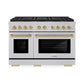 ZLINE Autograph Edition 48 in. 6.7 cu. ft. Paramount Dual Fuel Range with 8 Burner DuoPro™ Cooktop and Dual Ovens in Satin Stainless Steel and Polished Gold Accents, Open Box-Good Condition