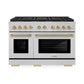 ZLINE Autograph Edition 48 in. 6.7 cu. ft. Paramount Dual Fuel Range with 8 Burner DuoPro™ Cooktop and Dual Ovens in Satin Stainless Steel and Champagne Bronze Accents, Open Box-Great Condition