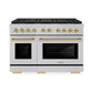 ZLINE Autograph Edition 48 in. 6.7 cu. ft. Paramount Dual Fuel Range with 8 Burner DuoPro™ Cooktop and Dual Ovens in Satin Stainless Steel and Polished Gold Accents, Open Box-Great Condition