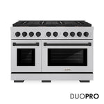 ZLINE Autograph Edition 48 in. 6.7 cu. ft. Paramount Dual Fuel Range with 8 Burner DuoPro™ Cooktop and Dual Ovens in Satin Stainless Steel and Matte Black Accents, Open Box-Good Condition
