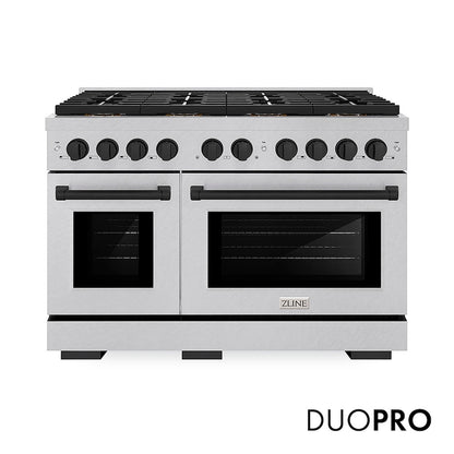 ZLINE Autograph Edition 48 in. 6.7 cu. ft. Paramount Dual Fuel Range with 8 Burner DuoPro™ Cooktop and Dual Ovens in Satin Stainless Steel and Matte Black Accents, Open Box-Good Condition