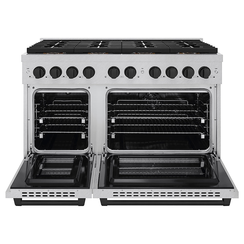 ZLINE Autograph Edition 48 in. 6.7 cu. ft. Paramount Dual Fuel Range with 8 Burner DuoPro™ Cooktop and Dual Ovens in Satin Stainless Steel and Matte Black Accents, Open Box-Good Condition