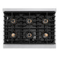 ZLINE Autograph Edition 36 in. 5.2 cu. ft. Paramount Dual Fuel Range with 6 Burner DuoPro™ Cooktop and Electric Convection Oven in Satin Stainless Steel with Black Matte Door and Champagne Bronze Accents, Open Box-Good Condition