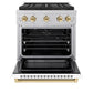 ZLINE Autograph Edition 30 in. 4.2 cu. ft. Paramount Dual Fuel Range with 4 Burner DuoPro™ Cooktop and Electric Convection Oven in Satin Stainless Steel with White Matte Door and Polished Gold Accents, Open Box-Great Condition