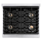 ZLINE Autograph Edition 30 in. 4.2 cu. ft. Paramount Dual Fuel Range with 4 Burner DuoPro™ Cooktop and Electric Convection Oven in Satin Stainless Steel with White Matte Door and Polished Gold Accents (PSDRSZ-WM-30-G) top-down, above cooktop.