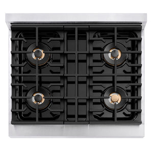 ZLINE Autograph Edition 30 in. 4.2 cu. ft. Paramount Dual Fuel Range with 4 Burner DuoPro™ Cooktop and Electric Convection Oven in Satin Stainless Steel with White Matte Door and Polished Gold Accents, Open Box-Good Condition
