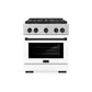 ZLINE Autograph Edition 30 in. 4.2 cu. ft. Paramount Dual Fuel Range with 4 Burner DuoPro™ Cooktop and Electric Convection Oven in Satin Stainless Steel with White Matte Door and Matte Black Accents, Open Box-Good Condition