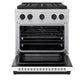 ZLINE Autograph Edition 30 in. 4.2 cu. ft. Paramount Dual Fuel Range with 4 Burner DuoPro™ Cooktop and Electric Convection Oven in Satin Stainless Steel with White Matte Door and Matte Black Accents, Open Box-Good Condition