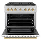 ZLINE Autograph Edition 36 in. 5.2 cu. ft. Paramount Dual Fuel Range with 6 Burner DuoPro™ Cooktop and Electric Convection Oven in Satin Stainless Steel with White Matte Door and Polished Gold Accents, Open Box-Good Condition
