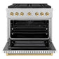 ZLINE Autograph Edition 36 in. 5.2 cu. ft. Paramount Dual Fuel Range with 6 Burner DuoPro™ Cooktop and Electric Convection Oven in Satin Stainless Steel with White Matte Door and Polished Gold Accents, Open Box-Great Condition