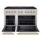 ZLINE Autograph Edition 48 in. 6.7 cu. ft. Paramount Dual Fuel Range with 8 Burner DuoPro™ Cooktop and Dual Ovens in Satin Stainless Steel with White Matte Doors and Polished Gold Accents, Open Box-Good Condition