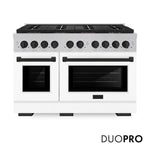 ZLINE Autograph Edition 48 in. 6.7 cu. ft. Paramount Dual Fuel Range with 8 Burner DuoPro™ Cooktop and Dual Ovens in Satin Stainless Steel with White Matte Doors and Matte Black Accents, Open Box-Good Condition