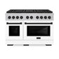 ZLINE Autograph Edition 48 in. 6.7 cu. ft. Paramount Dual Fuel Range with 8 Burner DuoPro™ Cooktop and Dual Ovens in Satin Stainless Steel with White Matte Doors and Matte Black Accents, Open Box-Good Condition