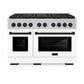 ZLINE Autograph Edition 48 in. 6.7 cu. ft. Paramount Dual Fuel Range with 8 Burner DuoPro™ Cooktop and Dual Ovens in Satin Stainless Steel with White Matte Doors and Matte Black Accents, Open Box-Great Condition