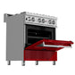 ZLINE 36 in. 4.6 cu. ft. Legacy Dual Fuel Range with 6 Burner Gas Cooktop and Electric Convection Oven in Satin Stainless Steel and Red Gloss Door (RAS-RG-36)