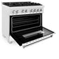 ZLINE 36 in. Kitchen Package with Satin Stainless Steel Dual Fuel Range with White Matte Door and Convertible Vent Range Hood (2KP-RASWMRH36)