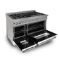ZLINE 48 in. 6.0 cu. ft. Legacy Dual Fuel Range with 7 Burner Gas Cooktop and 2 Electric Ovens in Satin Stainless Steel and White Matte Doors (RAS-WM-48)