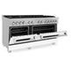 ZLINE 60 in. 7.4 cu. ft. Legacy Dual Fuel Range with 9 Burner Gas Cooktop and 2 Electric Convection Ovens in Satin Stainless Steel and White Matte Doors (RAS-WM-60)