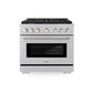 ZLINE 36 in. 5.2 cu. ft. Paramount Gas Range with 6 Burner Cooktop and Convection Gas Oven in Satin Stainless Steel, Open Box-Great Condition