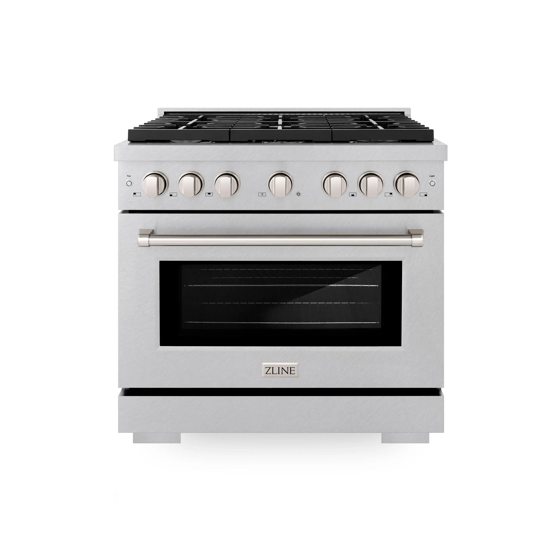 ZLINE 36 in. 5.2 cu. ft. Paramount Gas Range with 6 Burner Cooktop and Convection Gas Oven in Satin Stainless Steel, Open Box-Great Condition