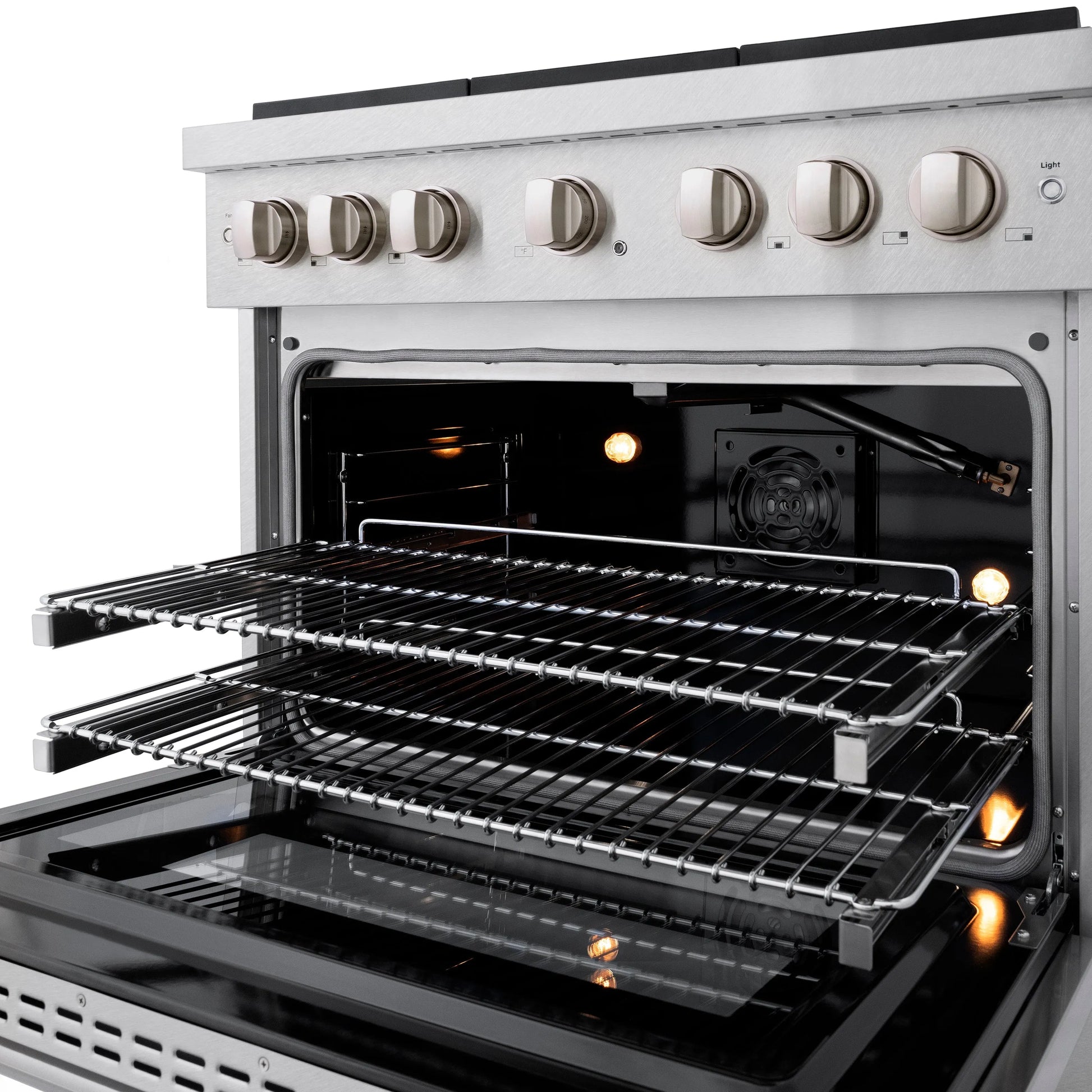 ZLINE 36 in. 5.2 cu. ft. Paramount Gas Range with 6 Burner Cooktop and Convection Gas Oven in Satin Stainless Steel, Open Box-Great Condition