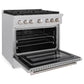 ZLINE 36 in. 5.2 cu. ft. Paramount Gas Range with 6 Burner Cooktop and Convection Gas Oven in Satin Stainless Steel, Open Box-Great Condition