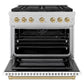 ZLINE Autograph Edition 36 in. 5.2 cu. ft. Paramount Dual Fuel Range with 6 Burner DuoPro™ Cooktop and Electric Convection Oven in Satin Stainless Steel with White Matte Door and Champagne Bronze Accents, Open Box-Good Condition