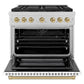 ZLINE Autograph Edition 36 in. 5.2 cu. ft. Paramount Dual Fuel Range with 6 Burner DuoPro™ Cooktop and Electric Convection Oven in Satin Stainless Steel with White Matte Door and Champagne Bronze Accents, Open Box-Great Condition