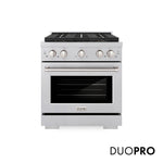 ZLINE 30 in. 4.2 cu. ft. Paramount Gas Range with 4 Burner DuoPro™ Cooktop and Convection Gas Oven in Satin Stainless Steel, Open Box-Good Condition
