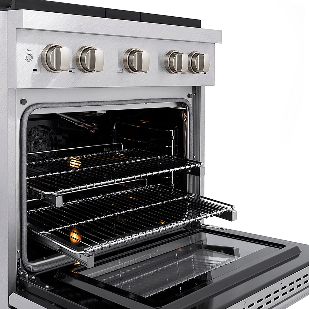 ZLINE 30 in. 4.2 cu. ft. Paramount Gas Range with 4 Burner DuoPro™ Cooktop and Convection Gas Oven in Satin Stainless Steel, Open Box-Good Condition