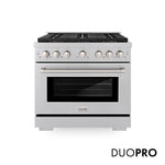 ZLINE 36 in. 5.2 cu. ft. Paramount Gas Range with 6 Burner DuoPro™ Cooktop and Convection Gas Oven in Satin Stainless Steel, Open Box-Good Condition