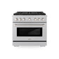 ZLINE 36 in. 5.2 cu. ft. Paramount Gas Range with 6 Burner DuoPro™ Cooktop and Convection Gas Oven in Satin Stainless Steel, Open Box-Good Condition
