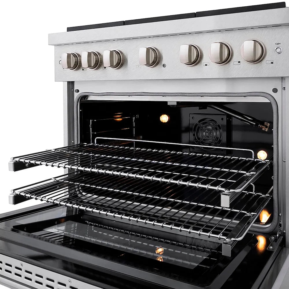ZLINE 36 in. 5.2 cu. ft. Paramount Gas Range with 6 Burner DuoPro™ Cooktop and Convection Gas Oven in Satin Stainless Steel (PSGRS-36)