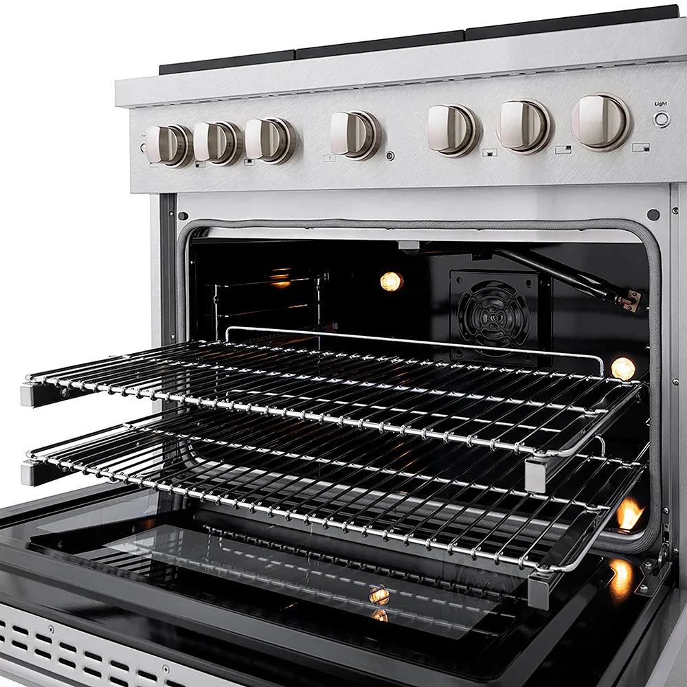 ZLINE 36 in. 5.2 cu. ft. Paramount Gas Range with 6 Burner DuoPro™ Cooktop and Convection Gas Oven in Satin Stainless Steel, Open Box-Good Condition